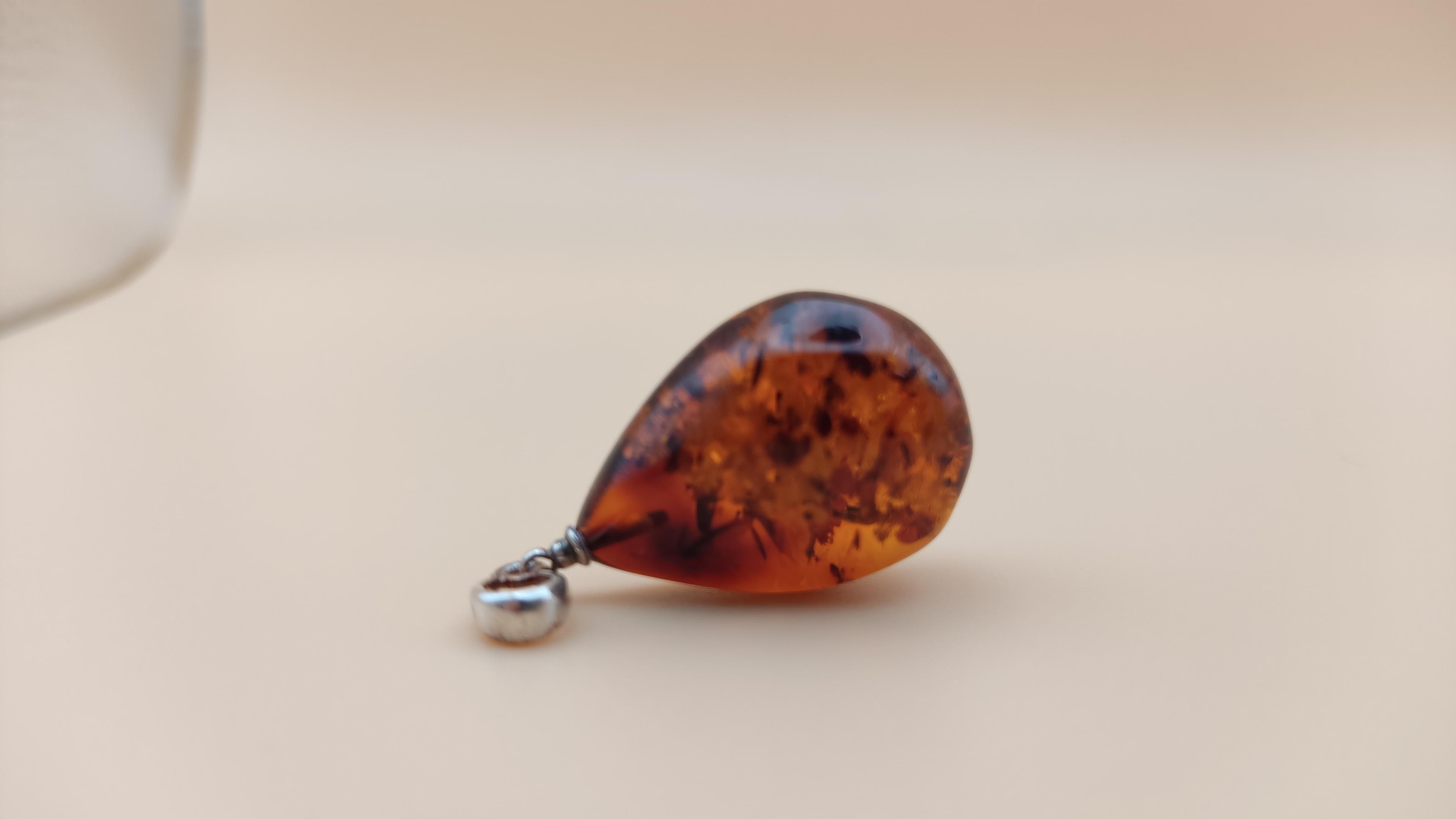 Wisior z bursztynu biało-bąbelkowego Wisior ze srebra 925 view 3
