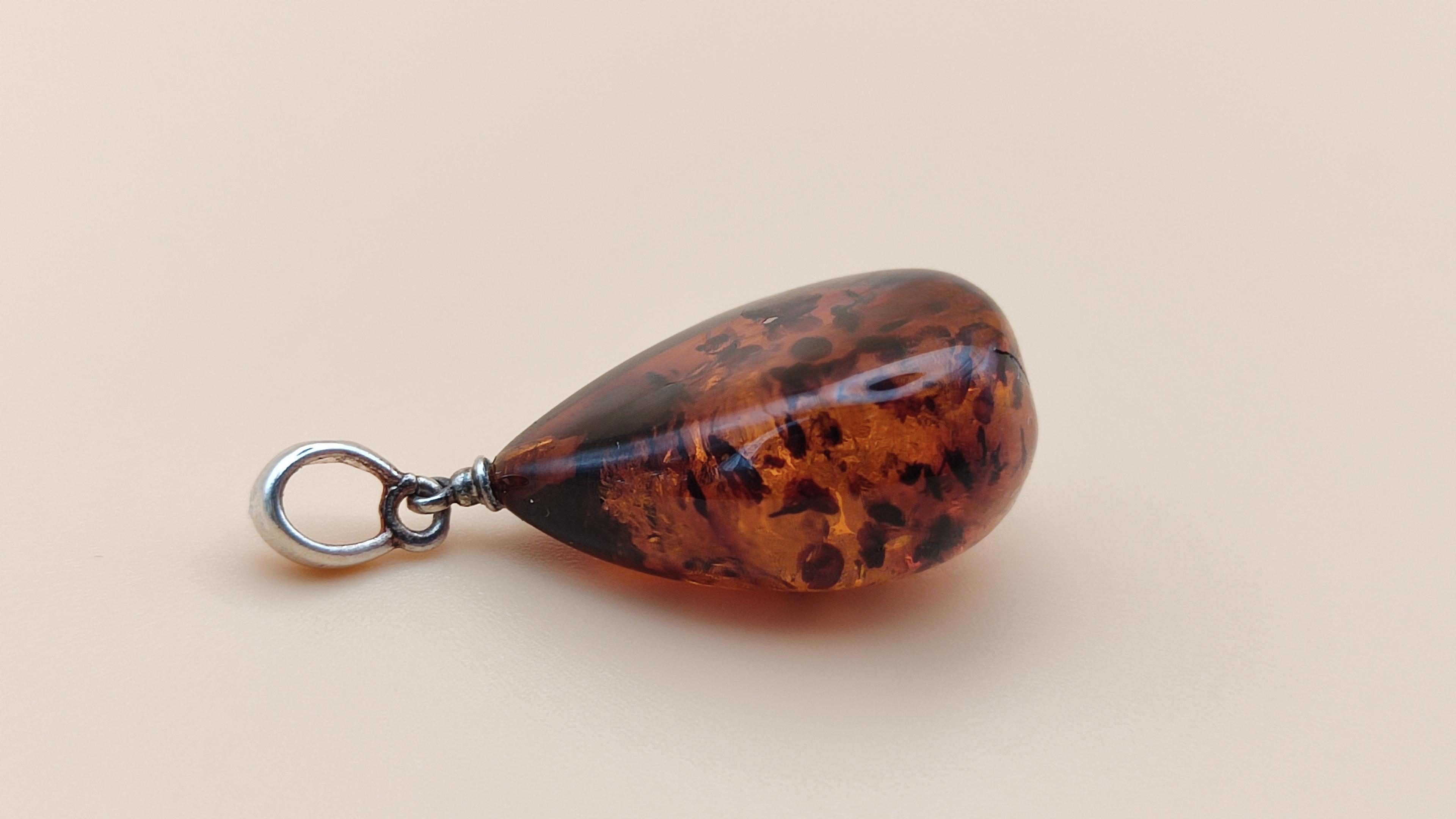 Wisior z bursztynu biało-bąbelkowego Wisior ze srebra 925 view 2