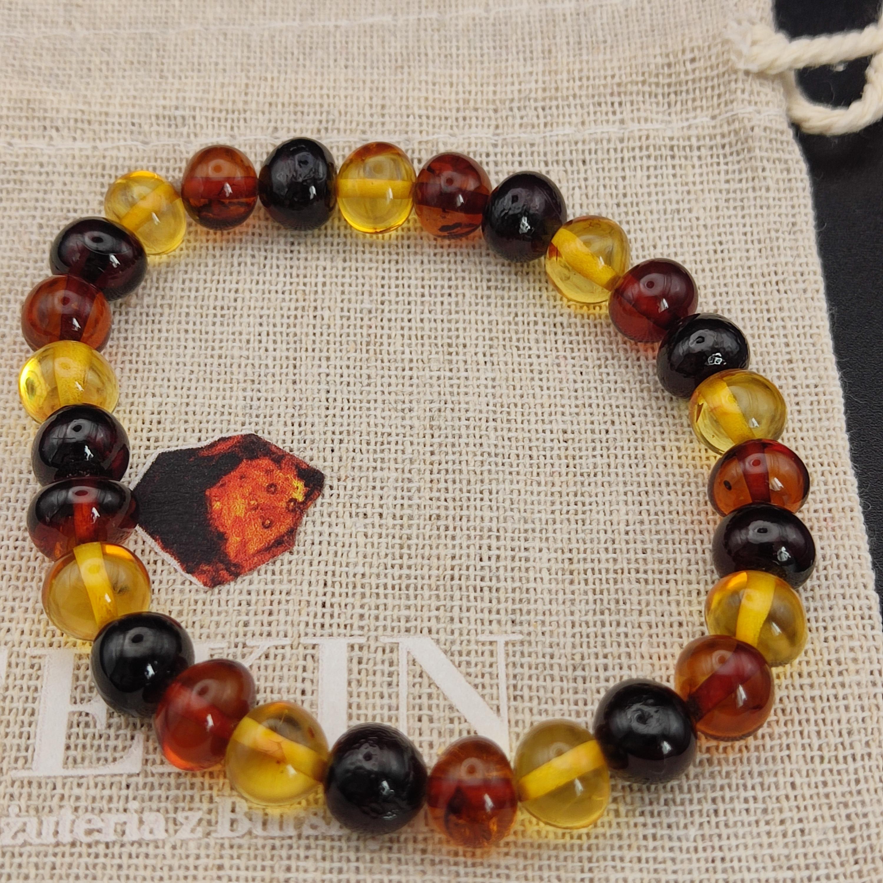 Bransoletka z tęczowego bursztynu bałtyckiego